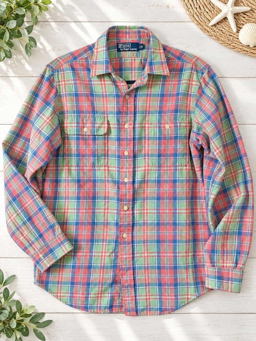 Polo Ralph Lauren Mens Plaid Long Sleeve Button Front Shirt Medium Multicolor